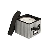 Richards Homewares China Storage Black Stripe Saucer Chest – Gray