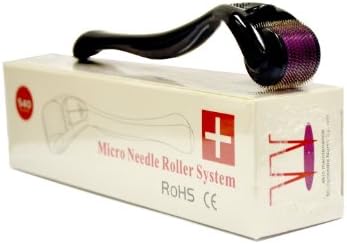 Rejuve Roller 1.0mm 540 Needles Derma Micro Needle Roller Black Titanium for Wrinkles, Scar, Acne, Cellulite Treatment (More Effective Than Regular 192 Needle Derma Roller) 0.25-2.5mm