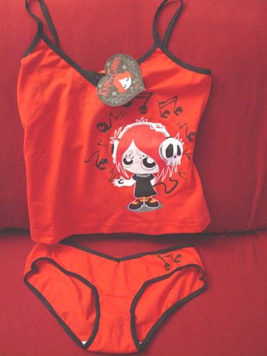 Ruby Gloom Goth Skull Camisole and Panty Set - Licensed Ruby Gloom Goth Girl Lingerie Set from Doe Mighty Fine