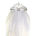 Rain Kids Girls White Rhinestone Double Layer Communion Flower Girl Tiara Veil