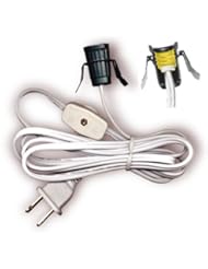 Lighting: Electrical Clip-In Style Cord Set With Socket, Switch And Plug. 6 Foot White Heavy-Duty (Set Of 10) - National Artcraft