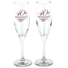 40th Anniversary Set of 2 Toasting Flutes by SHOPZEUS