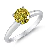1/4 CT Yellow Diamond Solitaire Ring 14K Gold SI Clarity (Available In Sizes J - U)