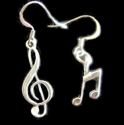 Click here to buy .925 Sterling Silver Treble Clef & Music Note Dangle Earrings.
