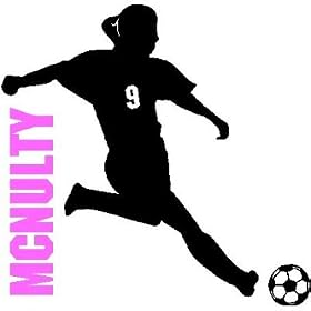 SOCCER GIRL WITH CUSTOM NAME/NUMBER....WALL ART STICKERS DECAL SOCCER GRAPHICS
