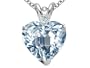 2.02 cttw 14k White Gold Created 8mm. Heart Shape Aquamarine and Genuine Diamond Pendant in 14k White Gold