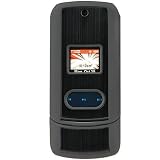 PCMICROSTORE Brand Verizon Alltel Motorola Krzr K1m CDMA Brushed Aluminum Rubberize Black Snap-On Crystal Case Cover