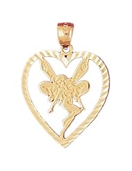 Dazzlers Solid 14k Gold Fairy In Heart Charm Pendant Available in three colors from jewelsberry (weights: 1.3 grams only)