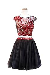 Tulle Short Lace Sequined  Pleated  Open-Back Beaded Jeweled Homecoming Dress  With Rhinestones and Ruffles