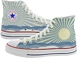 Converse Chuck Taylor All Star Canvas High Top Optical White Custom Hand Painted m7650risingsun