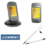 2-In-1 USB Hot Sync Charging Cradle with AC Charger + Clear Reusable LCD Screen Protector + Stylus with Ballpoint Pen for HTC Sprint Mogul, Verizon XV6800, Alltel PPC6800, Qwest Mogul Smartphone