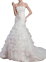 Mermaid Dropped   Waistline Organza  Dress with a Court Train 