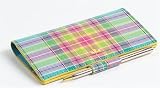 Caribbean Blue Baekgaard Tartan Brights Checkbook Cover & Pen, Genuine Leather