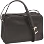 Derek Alexander Leather East West Three Compartment Organizer - Black