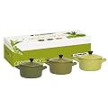 Le Creuset - Les c�ramiques - coffret de 3 mini cocottes "Green Mini's"- rondes - vert - 10cm - 91016300228000