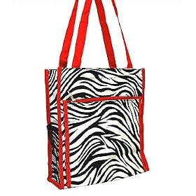 Zebra Print Shopping Bag Tote in Choice of Trim Colors