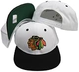 Chicago Blackhawks White/Black Two Tone Plastic Snapback Adjustable Plastic Snap Back Hat / Cap