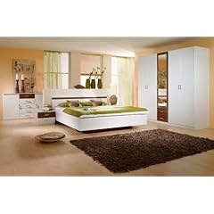 KOMPLETT SCHLAFZIMMER BETT KLEIDER SCHRANK RAUCH Alpinwei�/Nussbaum
