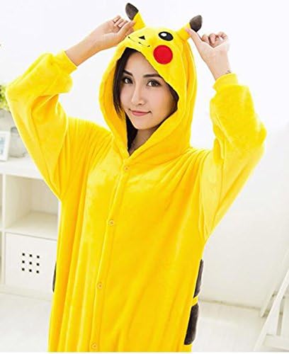 Adults Cartoon COSPLAY Costume Onesie Including Slippers (C Suitable for 168-176cm, Yellow Pikachu)