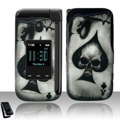 Samsung SCH-U750 ALIAS2 ALIAS 2 Cover Faceplate Face Plate Housing Snap on Snapon Rubberized Protective Hard Case Spade Skull Design Perfect for Halloween