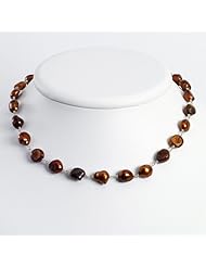 Sterling Silver 16in Brown Freshwater Cultured Pearl Necklace. Metal Wt- 3.17g