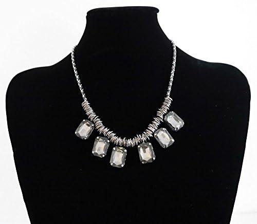 Kai White Orchid's Fashion Necklace Crystal Design Bib Statement Choker (Silver Crystal 4)