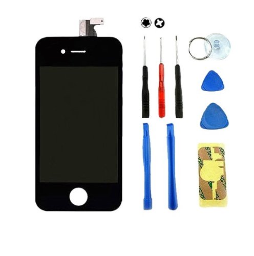 Replacement Digitizer and Touch Screen LCD Assembly for Black Apple iPhone 4 (Fits CDMA Verizon/Sprint iPhone 4 only) + 7 Piece Repair Tool Kit