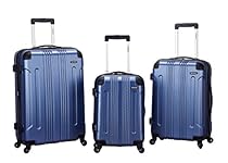 Rockland Luggage 3 Piece Abs Upright Luggage Set, Blue, Medium
