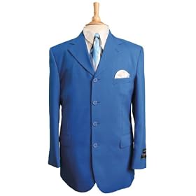 Mens Single Breasted 4 Button Royal Blue French Blue (Jacket + Pants) Suit