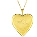 14K Gold over Sterling Silver Heart Shaped Locket w/ cross dove Necklace