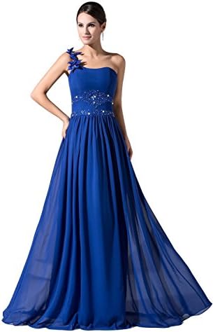Ulass One Shoulder Beaded Long Dresses (US6, royalblue)