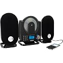 GPX HC208B Home Music System Vertical CD Player with AM/FM Radio and Digital Clock Includes Remote Control (Black)