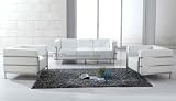 Beautiful Contemporary Le Corbusier Style White Leather Sofa and Two Chairs Set