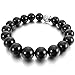 Men,Women's 10mm 12mm Alloy Bracelet Link Wrist Agate Onyx Gemstone Black Silver Buddha Mala Energy Stone Gemstone Beads