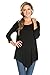 Frumos Womens Tunic 3/4 Sleeve Handkerchief Hem Tunic Top Black 2XL