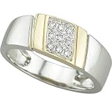 14K Two Tone Gold Men's Diamond Ring