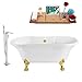 Streamline | Clawfoot Soaking 68"NH101GLD-GLD-140 Acrylic Bathtub, White | Comes with External Drain And Gold Overflow | Bamboo Tray Included