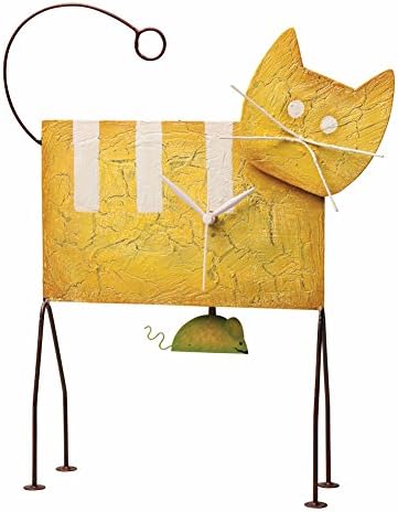 Women's Whimsical Cat-Shaped Metal Tabletop Pendulum Clock
