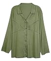 Get $20.00 Off on All Orders Over $80.00. --- Linen/Rayon Shirt with Crochet Trim. PLUS_SIZES
