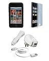 Apple iPod Touch 3G Accessories. Premium Accessory Kit for iPod Touch 3rd Generation: Black Silicone Skin Case Cover Protection + USB Car Auto DC Charger + USB Travel Home AC Charger + USB Retractable Cable + Full body Screen Protector