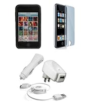 Apple iPod Touch 3G Accessories. Premium Accessory Kit for iPod Touch 3rd Generation: Black Silicone Skin Case Cover Protection + USB Car Auto DC Charger + USB Travel Home AC Charger + USB Retractable Cable + Full body Screen Protector