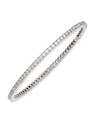 Sterling Silver Rhodium Plated With Cz Bangle, Best Quality Free Gift Box Satisfaction Guaranteed