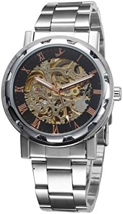 Leduole Golden Skeleton Famous Brand Wathces Stainless Steel Analog Mens Automatic Mechanical Watches