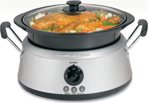 Hamilton Beach 33135 3-in-1 Slow Cooker with 2-, 4-, and 6-Quart Crocks, Stainless Steel