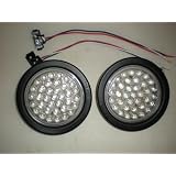 4 Round Red 36 LED Truck Trailer Brake Stop Turn Tail Light Kits Clear Lens 