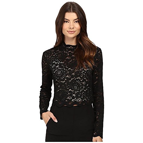 ニコルミラー トップス シャツ Floral Lace Mock Neck Top Black/Nude [並行輸入品]