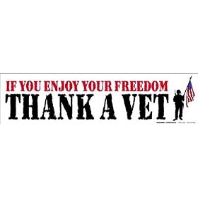 If You Enjoy Your Freedom, Thank A Vet Bumper Strip Magnet