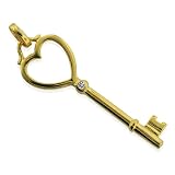 Designer Inspired Sterling Silver 18K Gold Plated Heart Key Pendant