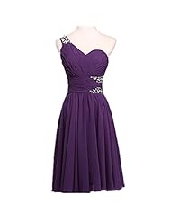 Plus Size Short Chiffon One Shoulder Sleeveless 2015 Sequined Bridesmaid Dress 