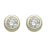 14K Yellow Gold 1/2 ct. Bezel Set Diamond Earring Studs